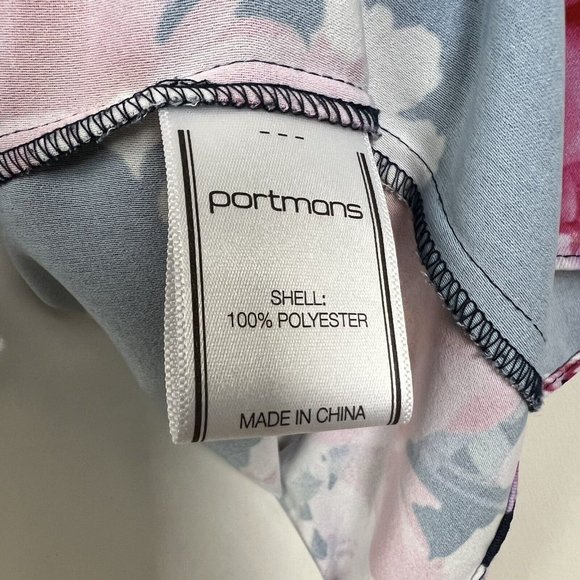 Portmans Women’s Floral Top Blouse Navy Blue & Pink Short Sleeve Spring Size 8 - Picture 9 of 12